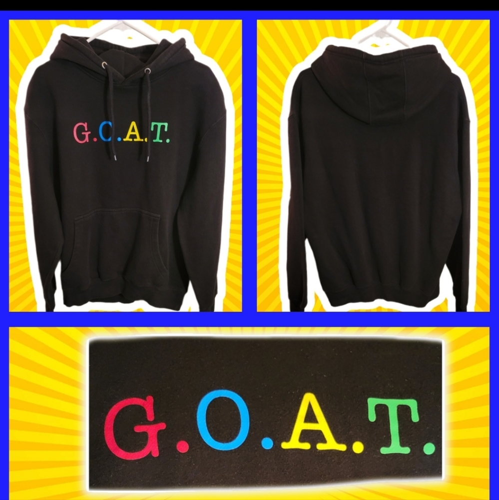 Goat hoodie sweater black and colored letters